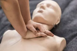 CPR training session with mannequin